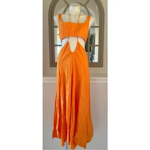 Cult Gaia Eileen Waist Cutout Dress, Revolve Apricot, NWT, Size L - Picture 6 of 11